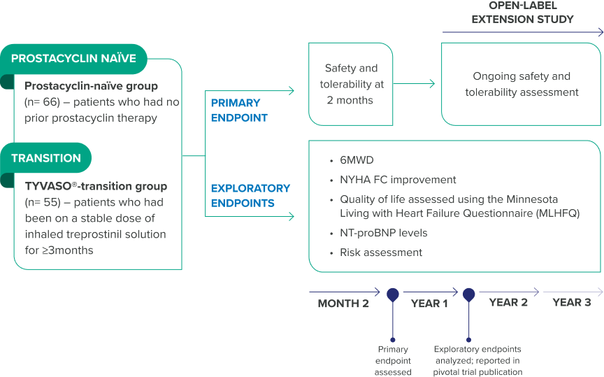 Diagram displaying inhaled treprostinil solution study